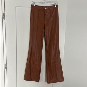 wild fable Faux Leather Flared Pants in Brown